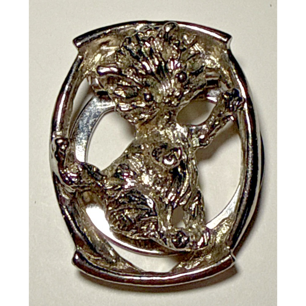 Vintage Elizabeth Morrey Signed Silver Tone Cat Theme Scarf Clip J-3G